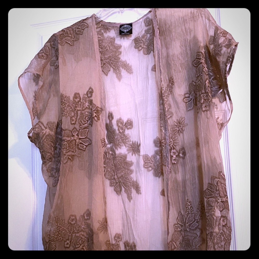 Sheer short sleeve tunic